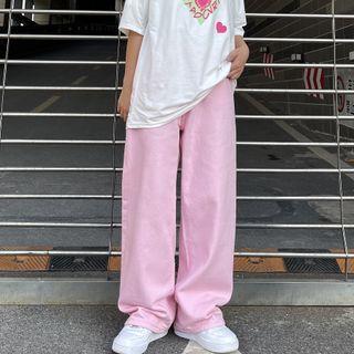 Wide Leg Plain Jeans