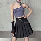 Patterned Camisole Top / Pleated Skirt / Belt / Set