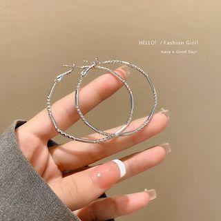 Alloy Hoop Earring 1 Pair - E5030 - Silver - One Size