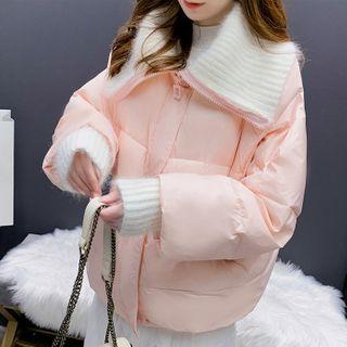 Knit Collar Panel Padded Jacket