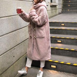 Fleeced Toggle Long Coat Pink - One Size