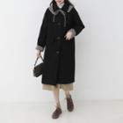 Plaid Panel Button-up Long Coat