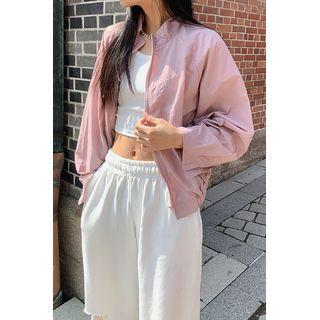 Raglan Stand-collar Nylon Jacket