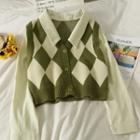 Mock Two-piece Crop Knit Shirt In 5 Colors