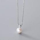 925 Sterling Silver Faux Pearl Pendant Necklace S925 Silver - Necklace - One Size