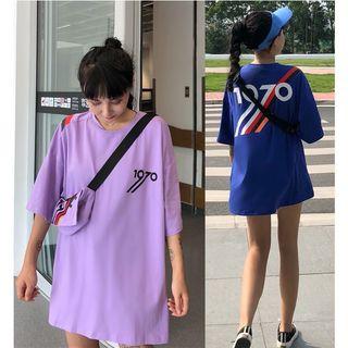 Set: Elbow-sleeve Print T-shirt + Mini Crossbody Bag