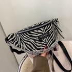 Zebra Print Canvas Sling Bag Black & White - One Size