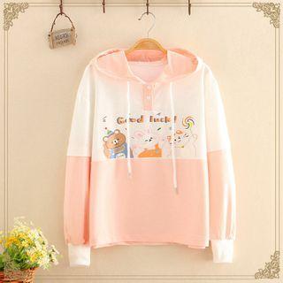 Animal Print Color-block Hoodie