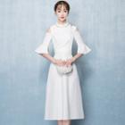 Cold-shoulder Tie-front A-line Cocktail Dress