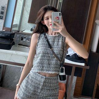 Tweed Sleeveless Dress / Set: Tweed Sleeveless Top + Shorts