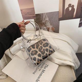 Set: Pvc Crossbody Bag + Leopard Print Pouch