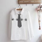 Embroidered Panda Shirt White - One Size