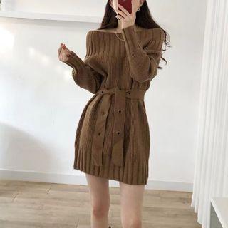 Tie-waist Mini Sweater Dress