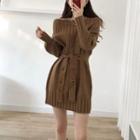 Tie-waist Mini Sweater Dress