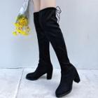 Faux Leather Block Heel Over-the-knee Boots
