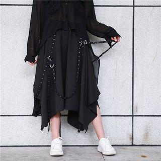Strapped Asymmetric Midi Skirt