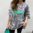 Tie-dyed Letter Print Pullover