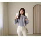 Puff-sleeve Lace-tim Shirt