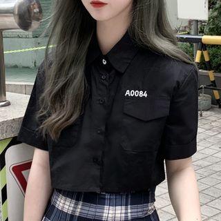 Lettering Cropped Shirt