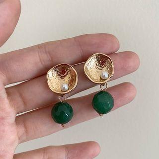 Resin Faux Pearl Alloy Dangle Earring 1 Pair - Stud Earring - Gold - One Size