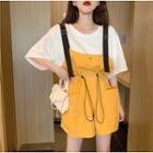 Set: Elbow-sleeve T-shirt + Wide-leg Jumper Shorts