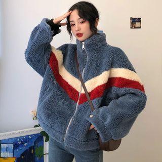 Chevron Stripe Fleece Zip Jacket