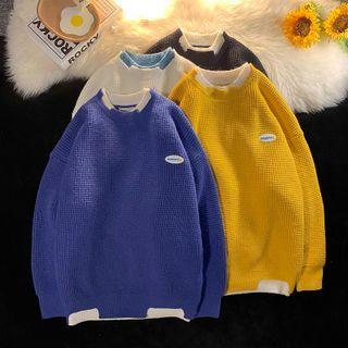 Applique Mock Two-piece Sweater