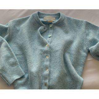[dearest] Collared Melange Woolen Cardigan (blue) One Size