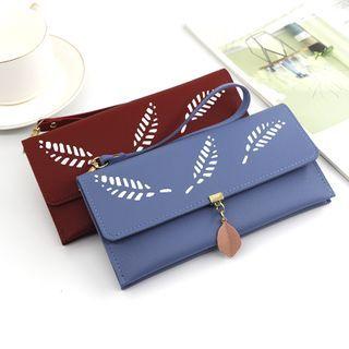 Leaf Print Flap Long Wallet
