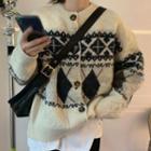 Knitted Loose-fit Print Sweater