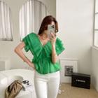 Pleated Peplum Blouse