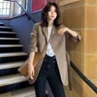 Slim-cut Tie-waist Plain Blazer