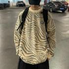 Patch Zebra Printed Long-sleeve Sweatshirt