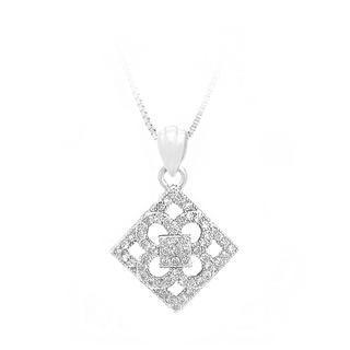 925 Sterling Silver Geometric Shapes Pendant With White Cubic Zircon And Necklace