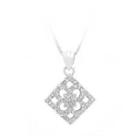 925 Sterling Silver Geometric Shapes Pendant With White Cubic Zircon And Necklace