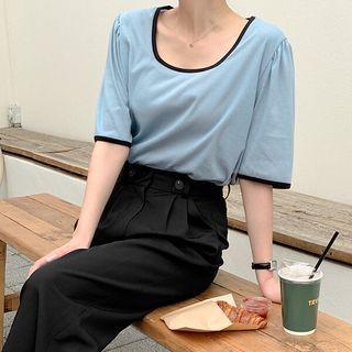 Plus Size Square-neck Ringer T-shirt