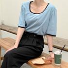 Plus Size Square-neck Ringer T-shirt