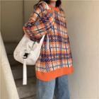 Oversized Plaid Sweater Bright - Tangerine - One Size