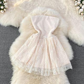Lace Panel Smocked Mini Dress