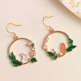 Asymmetric Rabbit Hoop Drop Earring / Clip-on Earring