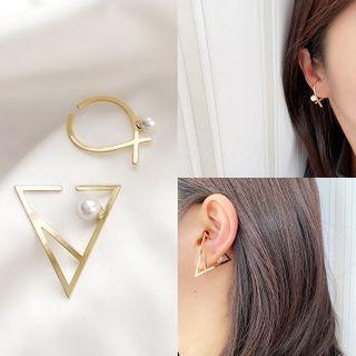 Alloy Faux Pearl Geometric Cuff Earring