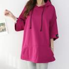 3/4-sleeve Fleece-lined Hoodie
