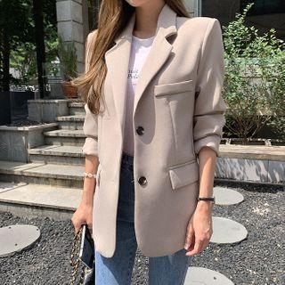 Padded Shoulder Single-breasted Blazer