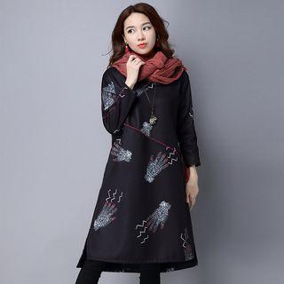 Hand Print Long-sleeve Dress
