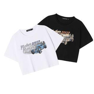 Short-sleeve Vintage Graphic Cropped T-shirt