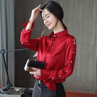 Faux Pearl Accent Shirt
