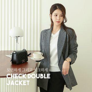 Peak-lapel Glen-plaid Blazer