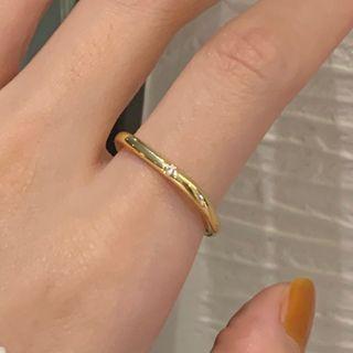Rhinestone Square Alloy Ring 1 Piece - Ring - 14k - Gold - One Size