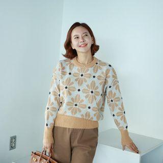 Flower Jacquard Ringer Sweater