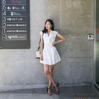 Cap-sleeve Belted Cotton Trench Dress